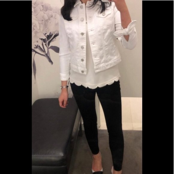 Ann Taylor Petite Tie Sleeve Denim Jacket - Picture 1 of 10